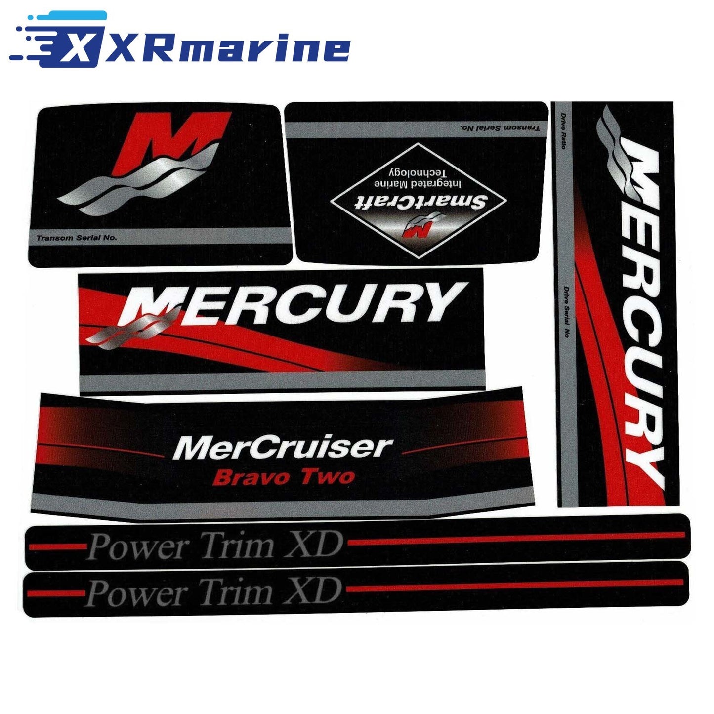 Decals Sticker Kit for MerCruiser Bravo 37- 13722A90 Two Drives Engine Red Rams - Image 1 - XRmarine