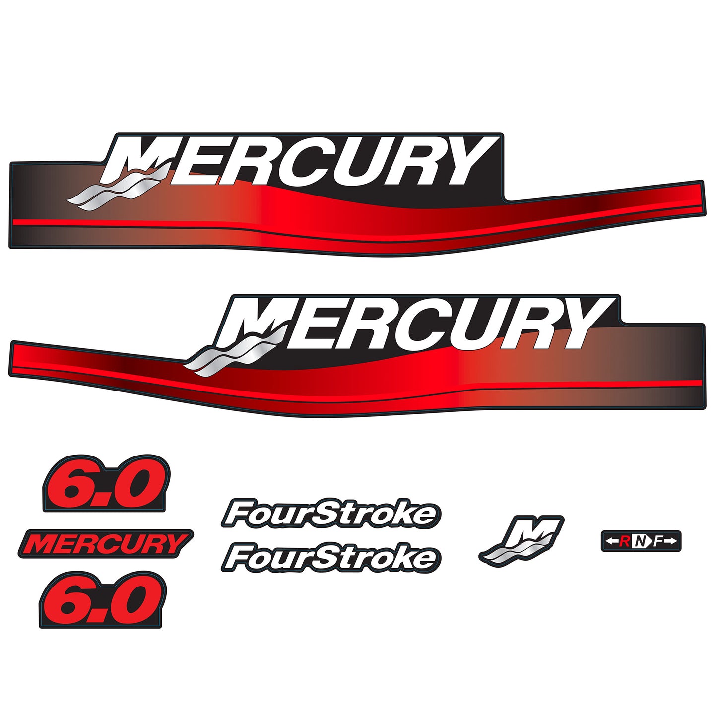Mercury 4-Stroke 6hp Outboard Motors Cowling Cover Sticker Set Red Replacement - Image 1 - XRmarine