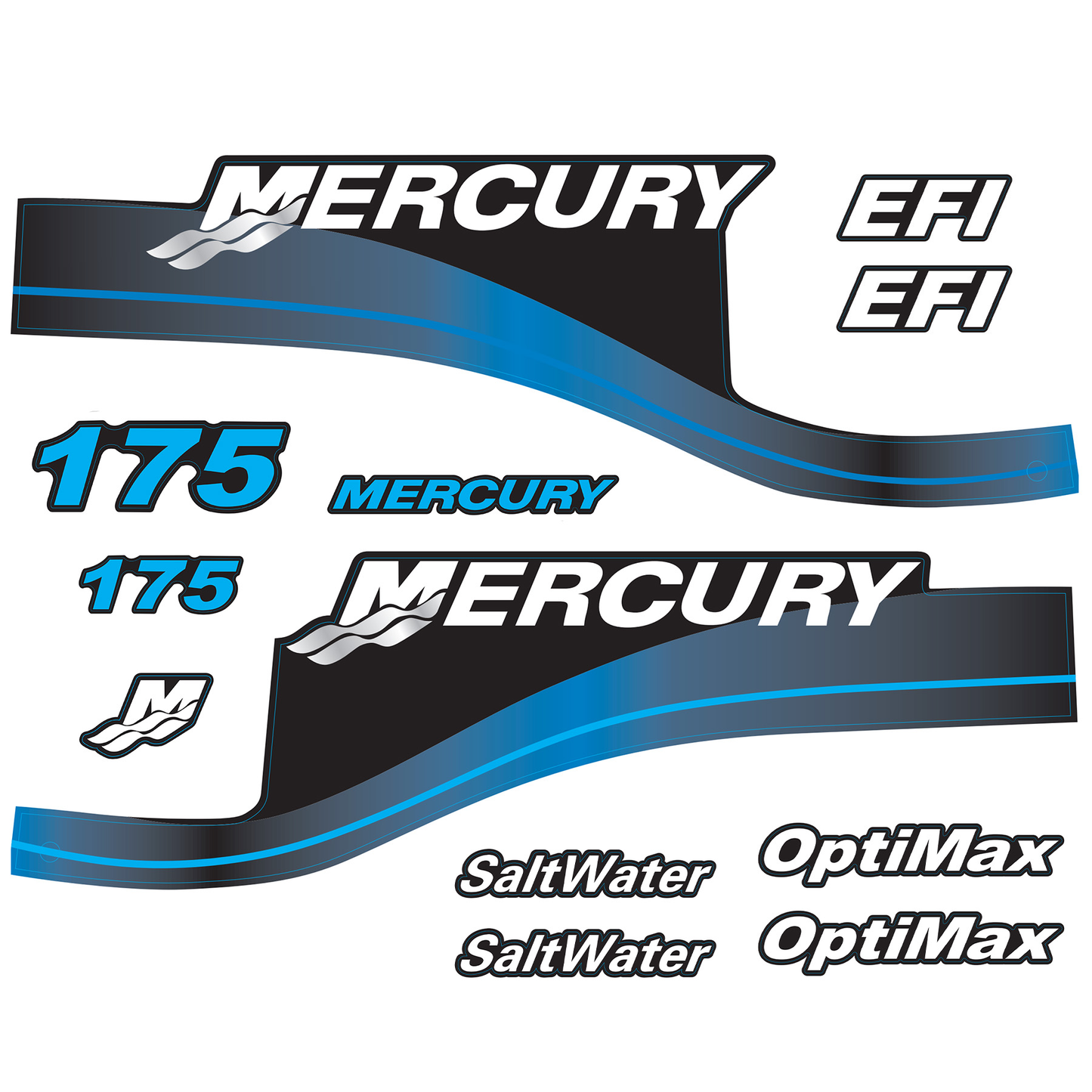 Mercury 2-Stroke 175hp SaltWater Optimax Outboard Cowling Cover Sticker Blue Replacement - Image 3 - XRmarine