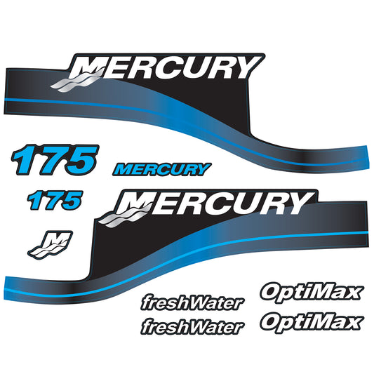 Mercury 2-Stroke 175hp freshWater Optimax Outboard Cowling Cover Sticker Blue Replacement - Image 2 - XRmarine