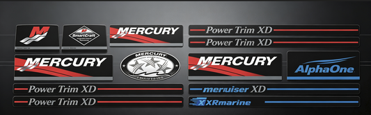 XRmarine boat decals and sticker sets for Mercury, MerCruiser, Bravo, Alpha One and Power Trim drives