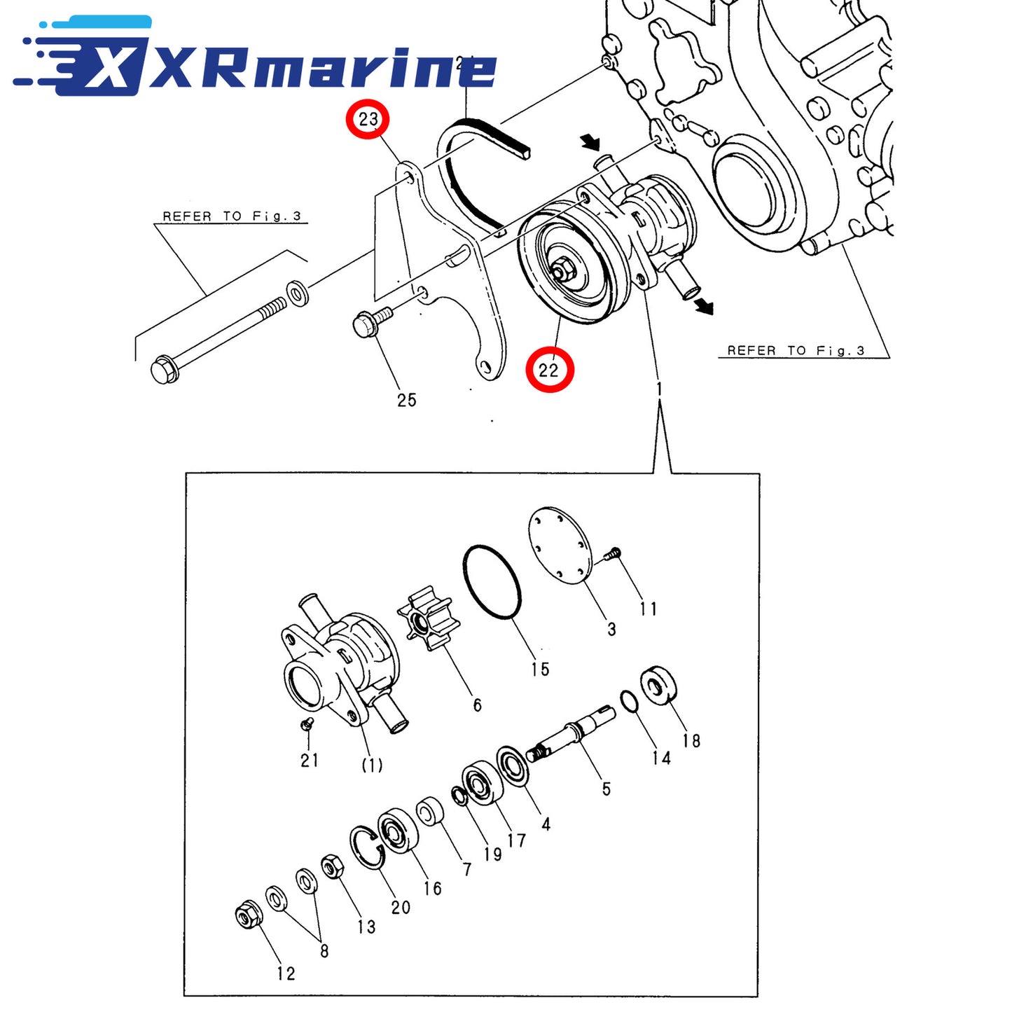 Sea Water Pump Yanmar Johnson 128397-42500 - 10 - XRmarine