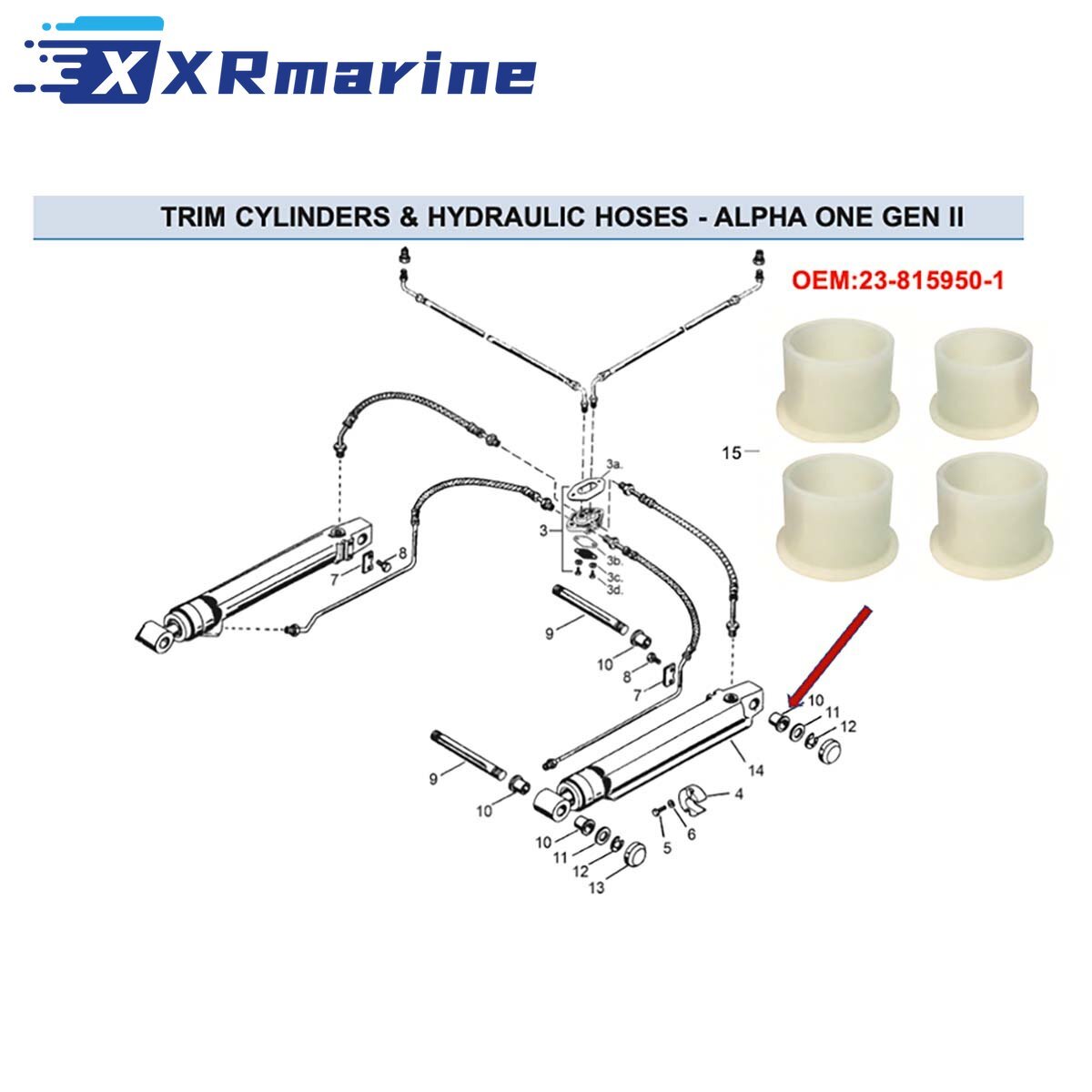 4x Trim Bushing for Mercruiser ALPHA ONE GEN II 815950Q01 23-8159501 18-2341-1 — Germany Local Warehouse