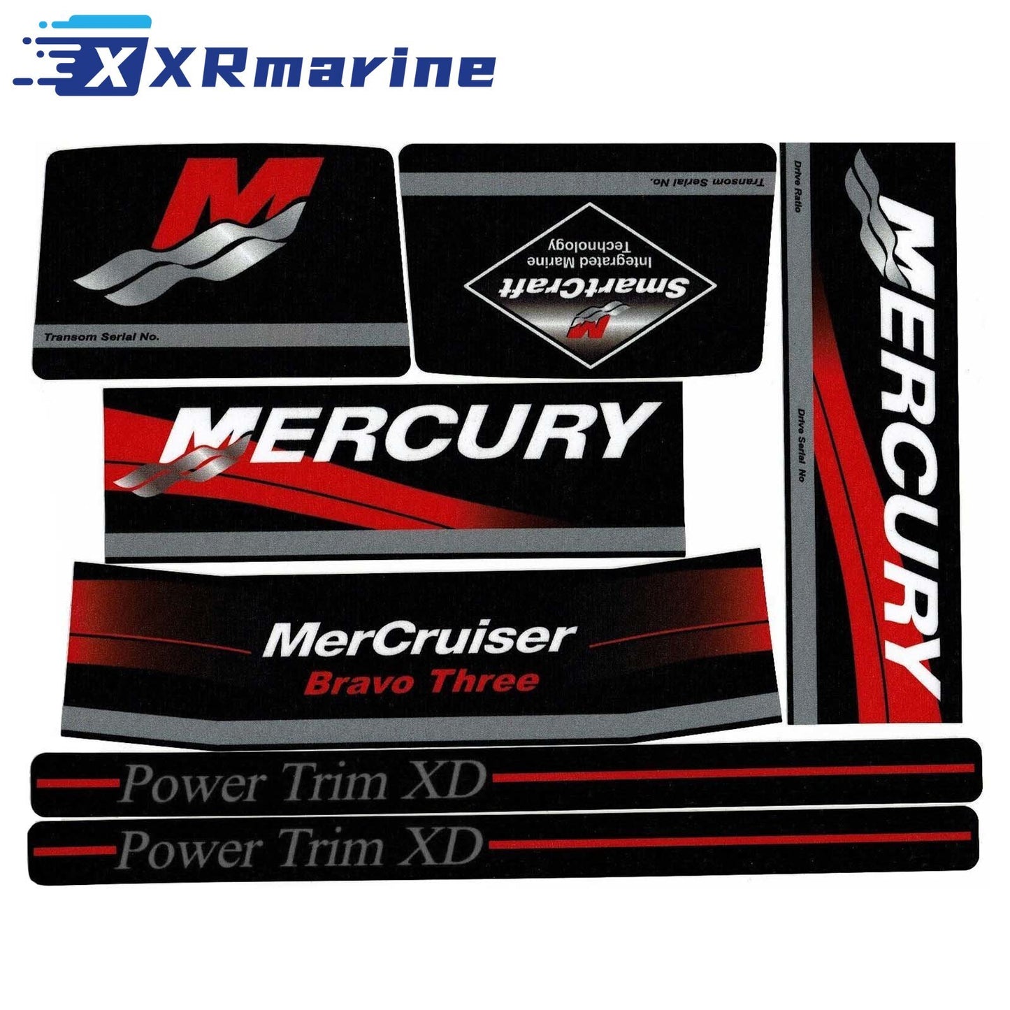 Red Decals Sticker Set MerCruiser Bravo Three 805338A93 - Image 1 - XRmarine
