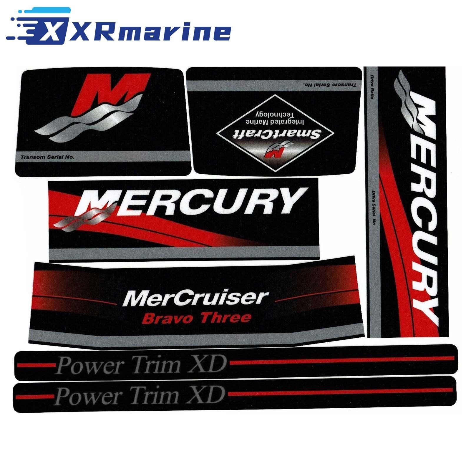 Red Decals Sticker Set MerCruiser Bravo Three 805338A93 - Image 1 - XRmarine