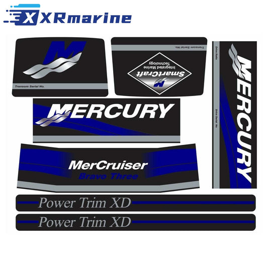 Blue Decals Sticker Set for MerCruiser Bravo Three Drive Engine 37- 805338A93 - Image 1 - XRmarine