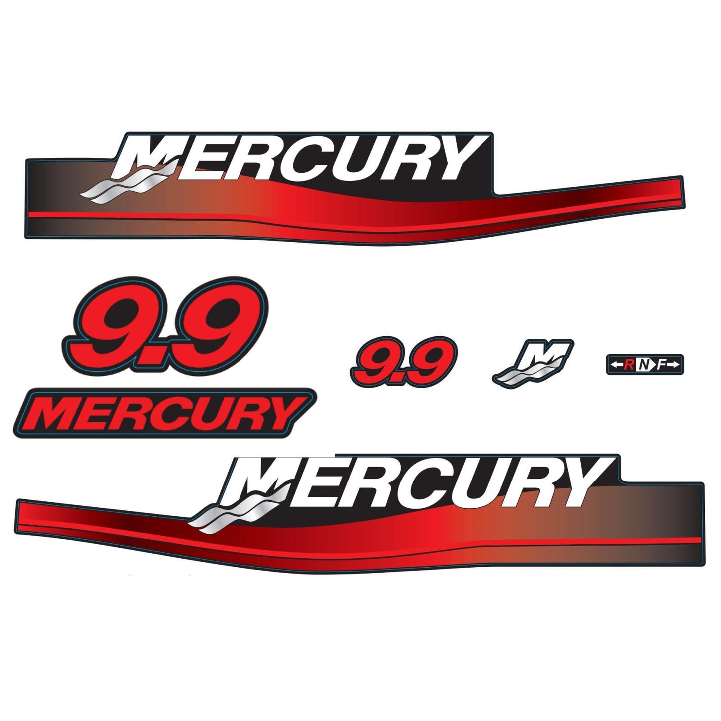 Mercury 2-Stroke 9.9hp Cowl Decal Set Red - Image 1 - XRmarine