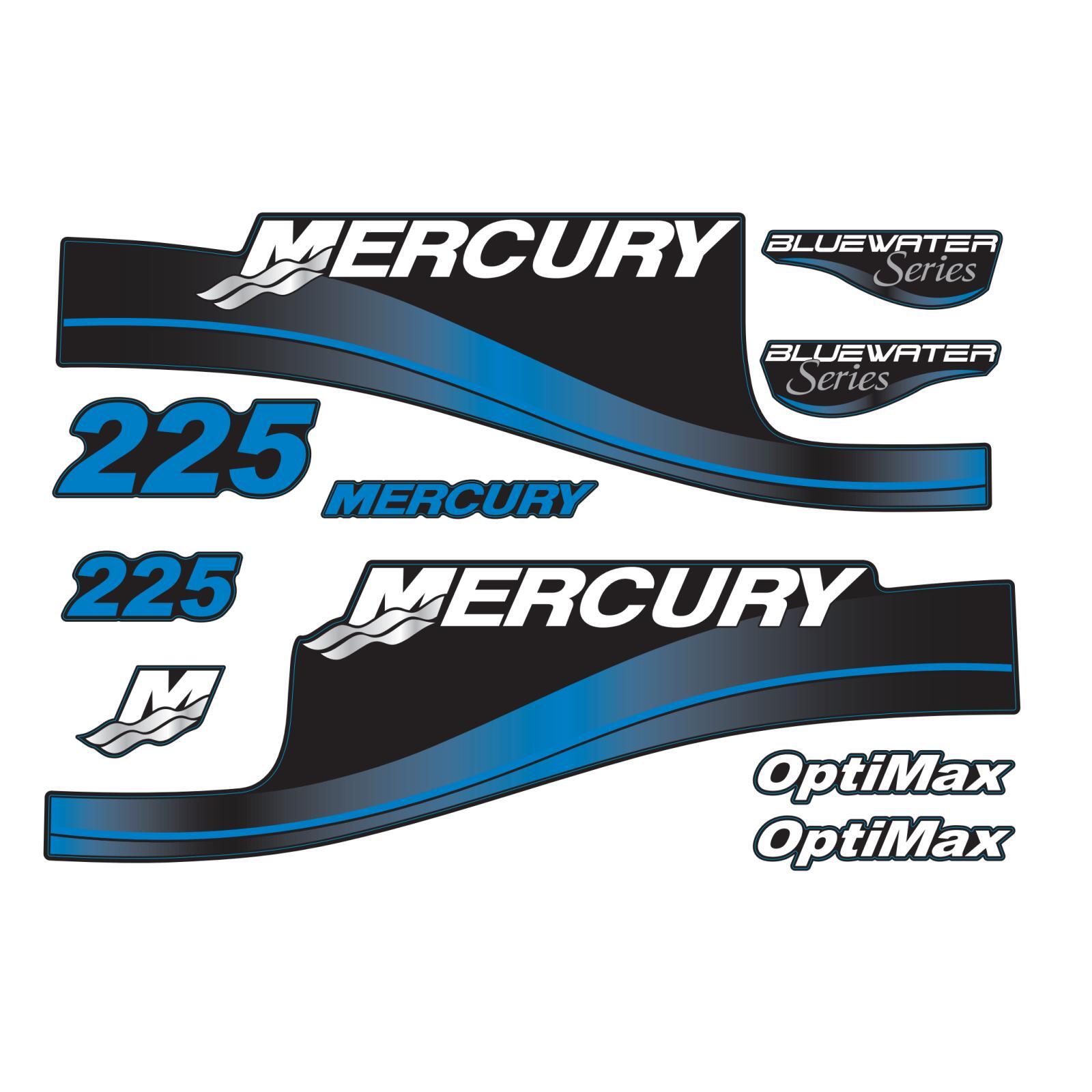 Mercury 225hp OptiMax Outboard Motors Cowling Cover Sticker Set Blue Replacement - Image 1 - XRmarine