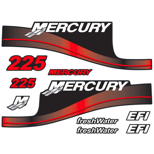 Mercury 225hp freshWater EFI Outboard Motors Cowling Cover Sticker Set Red Replacement - Image 1 - XRmarine