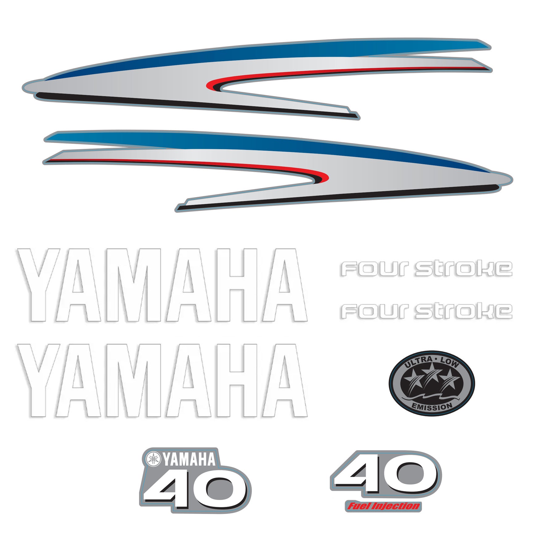 Yamaha 2-Stroke 40hp Outboard Motor Cowling Cover Sticker - Image 1 - XRmarine