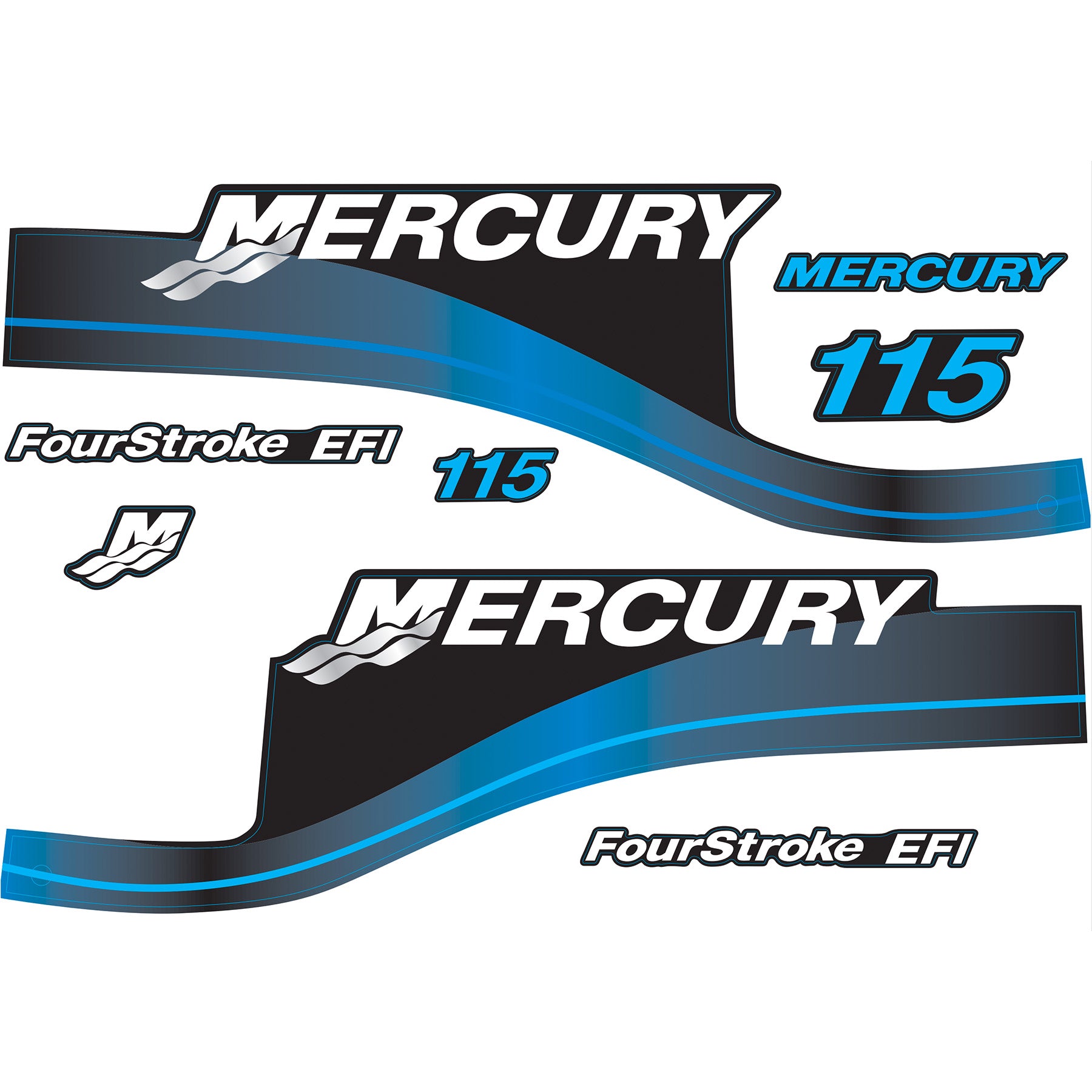 Mercury 4-Stroke EFI 115hp Outboard Motors Cowling Cover Sticker Set Blue Replacement - Image 1 - XRmarine