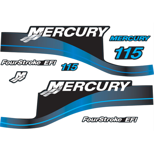 Mercury 4-Stroke EFI 115hp Outboard Motors Cowling Cover Sticker Set Blue Replacement - Image 1 - XRmarine