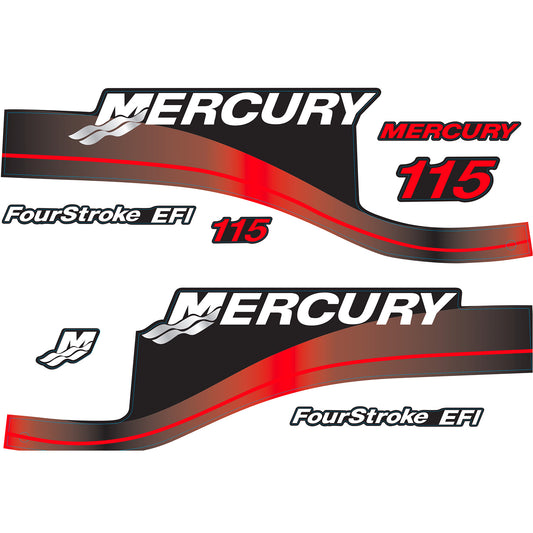 Mercury 4-Stroke EFI 115hp Outboard Motors Cowling Cover Sticker Set Red Replacement - Image 1 - XRmarine