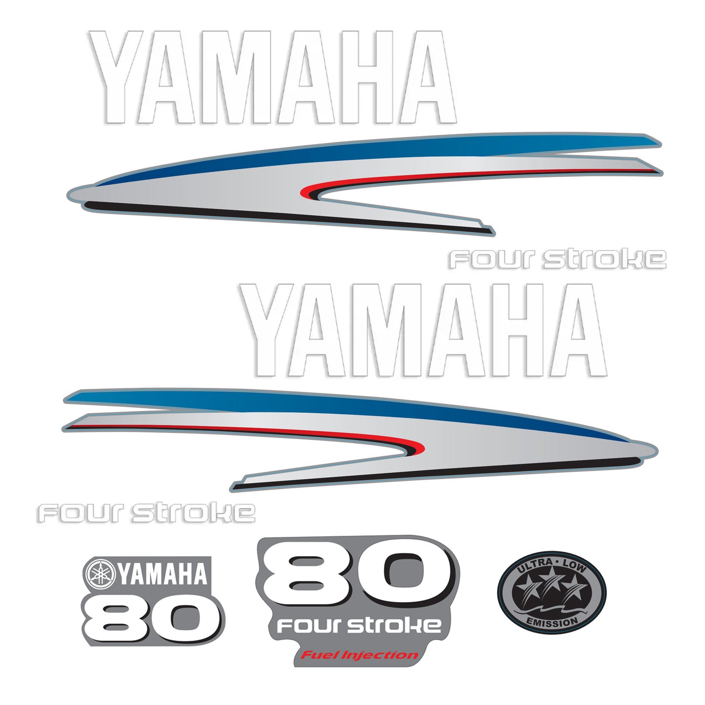 Yamaha 4-Stroke 80hp EFI Outboard Motor Cowling Cover Sticker - Image 2 - XRmarine