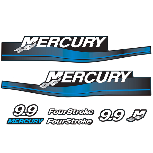 Mercury 4-Stroke 9.9hp Outboard Motors Cowling Cover Sticker Set Blue Replacement - Image 1 - XRmarine
