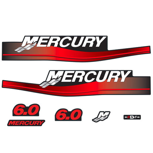Mercury 2-Stroke 6hp Outboard Motors Cowling Cover Sticker Set Red Replacement - Image 1 - XRmarine