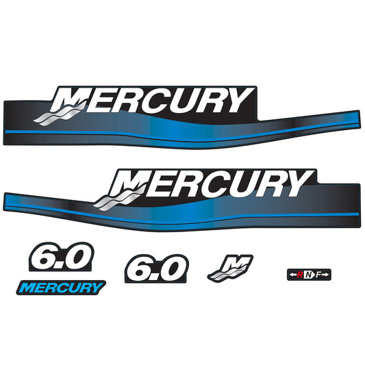 Mercury 2-Stroke 6hp Outboard Motors Cowling Cover Sticker Set Blue Replacement - Image 1 - XRmarine