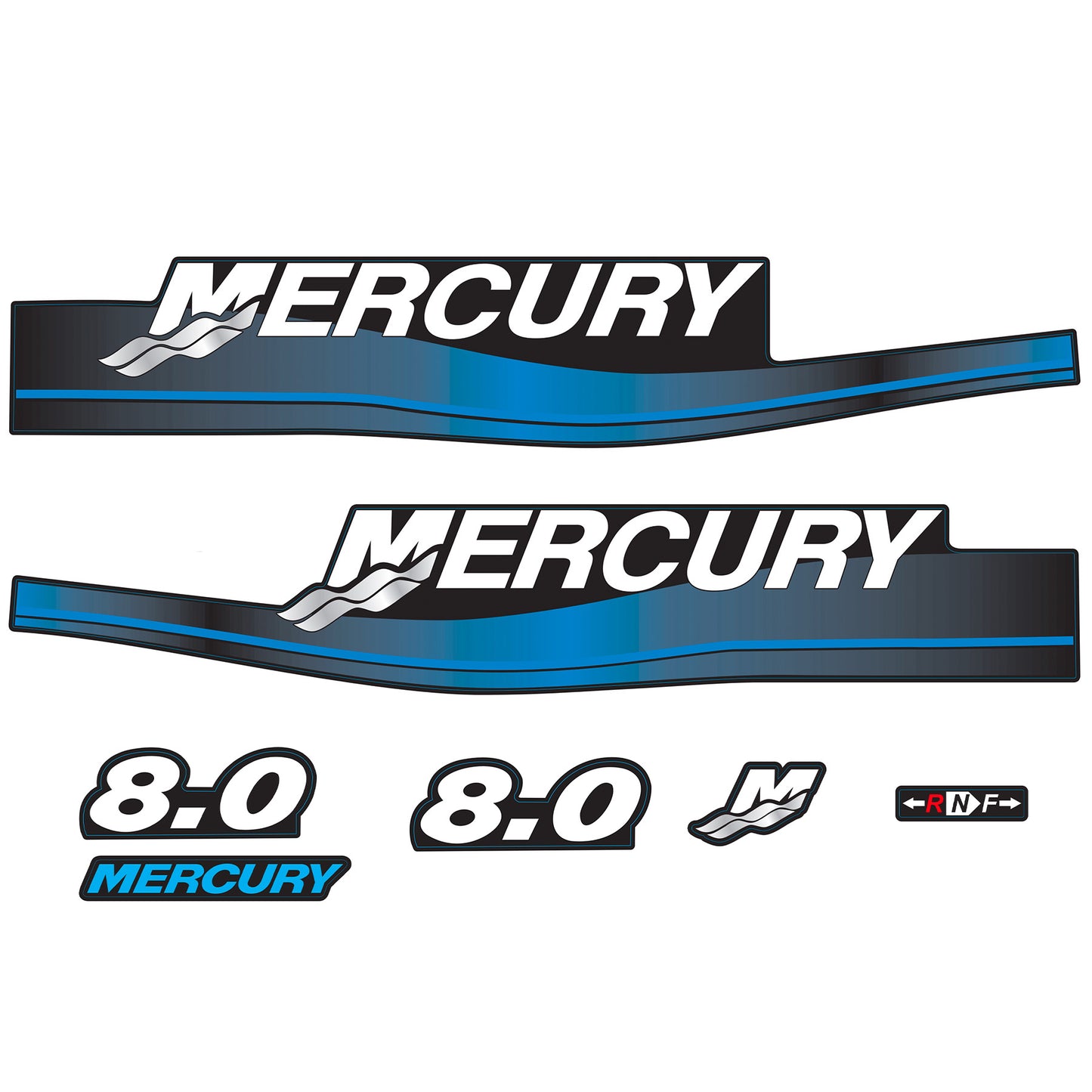 Mercury 2-Stroke 8hp Outboard Motors Cowling Cover Sticker Set Blue Replacement - Image 1 - XRmarine