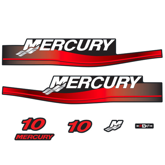 Mercury 2-Stroke 10hp Outboard Motors Cowling Cover Sticker Set Red Replacement - Image 1 - XRmarine