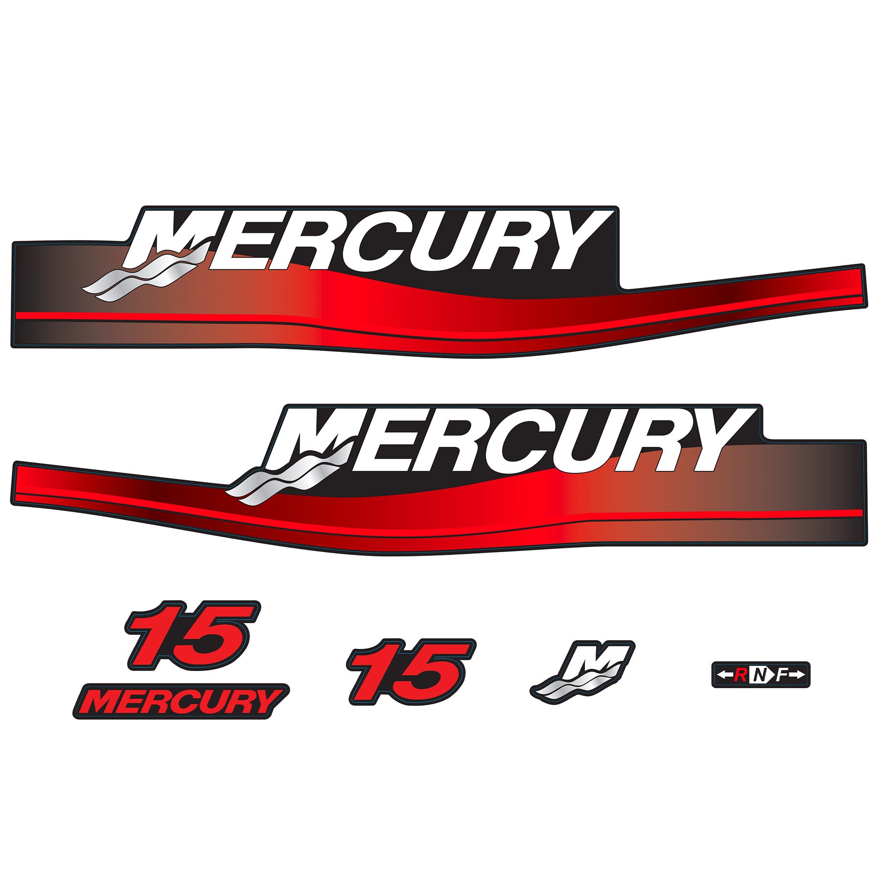 Mercury 2-Stroke 15hp Outboard Motors Cowling Cover Sticker Set Red Replacement - Image 1 - XRmarine