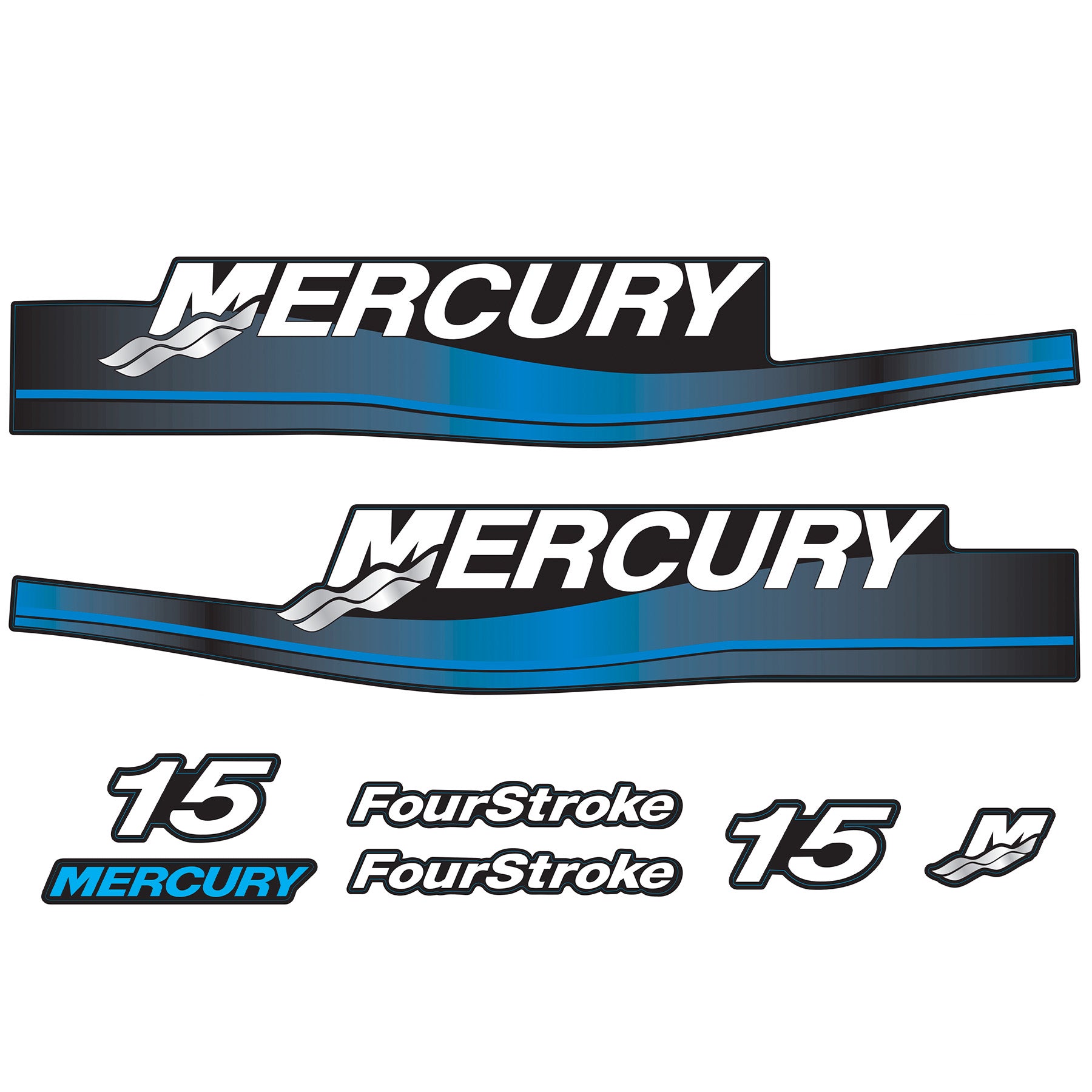 Mercury 4-Stroke 15hp Outboard Motors Cowling Cover Sticker Set Blue Replacement - Image 1 - XRmarine