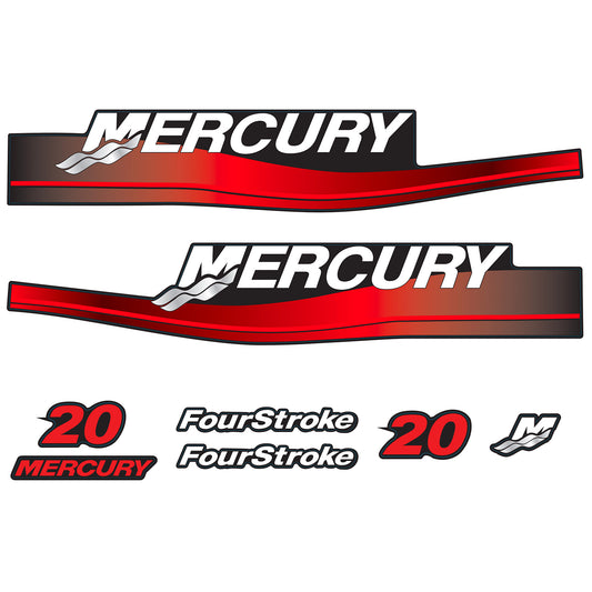 Mercury 4-Stroke 20hp Outboard Motors Cowling Cover Sticker Set Red Replacement - Image 1 - XRmarine