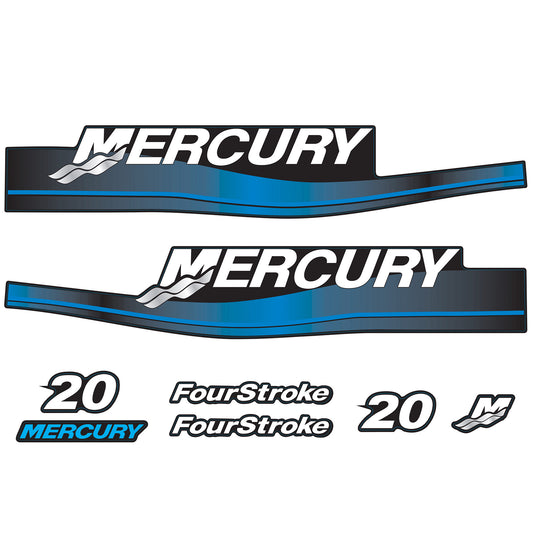 Mercury 4-Stroke 20hp Outboard Motors Cowling Cover Sticker Set Blue Replacement - Image 1 - XRmarine
