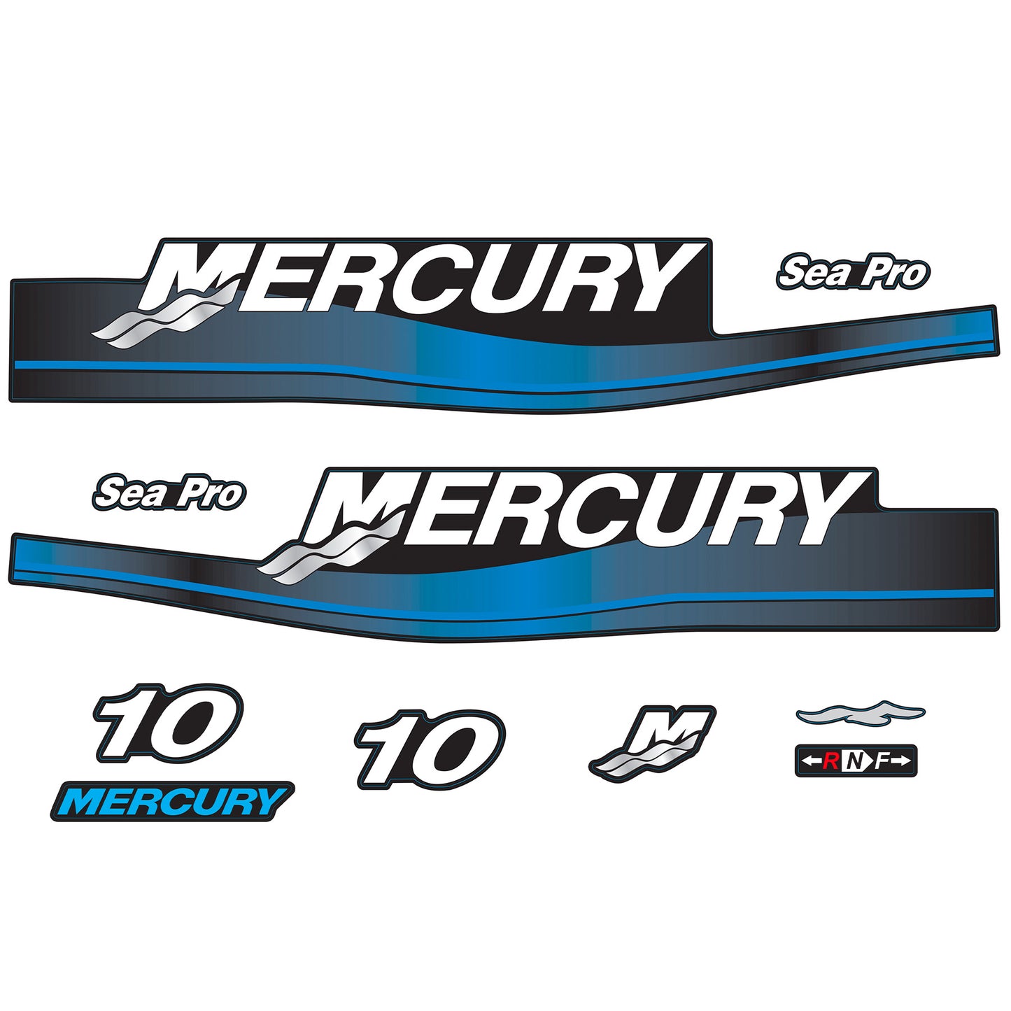 Mercury 2-Stroke 10hp Sea Pro Outboard Motor Cowling Cover Sticker Set Blue Replacement - Image 1 - XRmarine