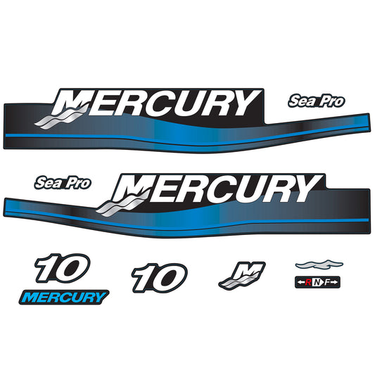 Mercury 2-Stroke 10hp Sea Pro Outboard Motor Cowling Cover Sticker Set Blue Replacement - Image 1 - XRmarine