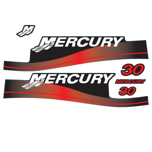 Mercury 2-Stroke 30hp Outboard Motors Cowling Cover Sticker Set Red Replacement - Image 1 - XRmarine