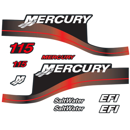 Mercury 2-Stroke 115hp SaltWater Optimax Outboard Cowling Cover Sticker Red Replacement - Image 2 - XRmarine