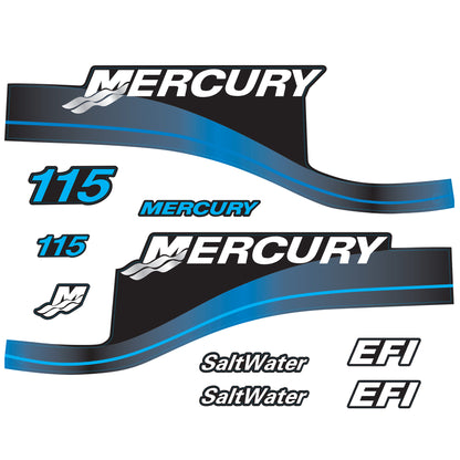 Mercury 2-Stroke 115hp SaltWater Optimax Outboard Cowling Cover Sticker Blue Replacement - Image 2 - XRmarine