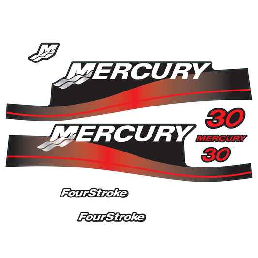 Mercury 4-Stroke 30hp Outboard Motors Cowling Cover Sticker Set Red Replacement - Image 1 - XRmarine