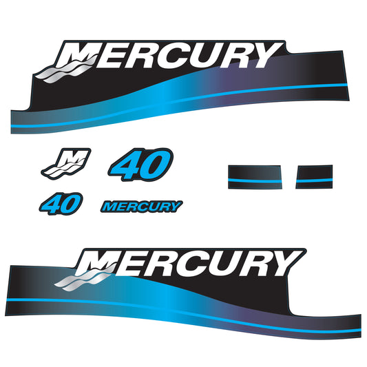 Mercury 2-Stroke 40hp Outboard Motors Cowling Cover Sticker Set Blue Replacement - Image 1 - XRmarine