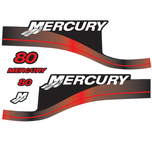 Mercury 2-Stroke 80hp Outboard Motors Cowling Cover Sticker Set Red Replacement - Image 1 - XRmarine