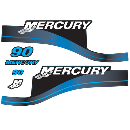 Mercury 2-Stroke 90hp Outboard Motors Cowling Cover Sticker Set Blue Replacement - Image 1 - XRmarine