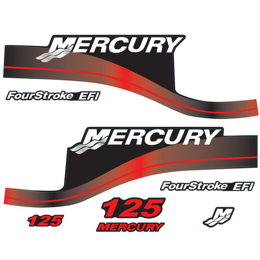 Mercury 4-Stroke EFI 125hp Outboard Motors Cowling Cover Sticker Set Red Replacement - Image 1 - XRmarine