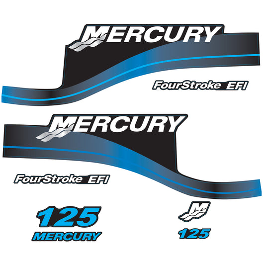 Mercury 4-Stroke EFI 125hp Outboard Motors Cowling Cover Sticker Set Blue Replacement - Image 1 - XRmarine
