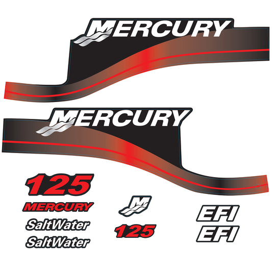 Mercury 2-Stroke 125hp SaltWater Optimax Outboard Cowling Cover Sticker Red Replacement - Image 2 - XRmarine