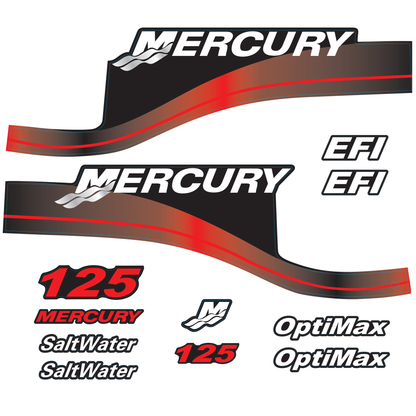 Mercury 2-Stroke 125hp SaltWater Optimax Outboard Cowling Cover Sticker Red Replacement - Image 3 - XRmarine