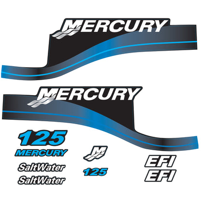 Mercury 2-Stroke 125hp SaltWater Optimax Outboard Cowling Cover Sticker Blue Replacement - Image 2 - XRmarine