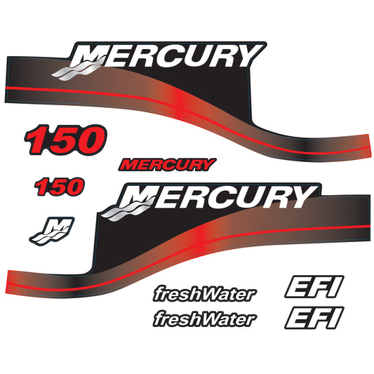 Mercury 2-Stroke 150hp freshWater EFI Outboard Cowling Cover Sticker Red Replacement - Image 1 - XRmarine