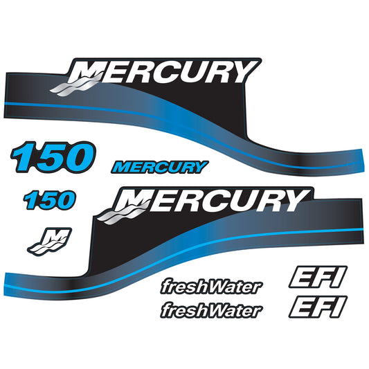 Mercury 2-Stroke 150hp freshWater EFI Outboard Cowling Cover Sticker Blue Replacement - Image 1 - XRmarine