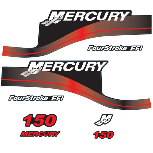 Mercury 4-Stroke EFI 150hp Outboard Motors Cowling Cover Sticker Set Red Replacement - Image 1 - XRmarine