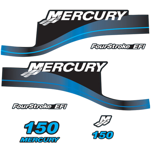Mercury 4-Stroke EFI 150hp Outboard Motors Cowling Cover Sticker Set Blue Replacement - Image 1 - XRmarine