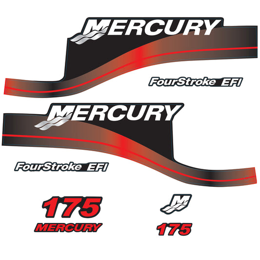 Mercury 4-Stroke EFI 175hp Outboard Motors Cowling Cover Sticker Set Red Replacement - Image 1 - XRmarine