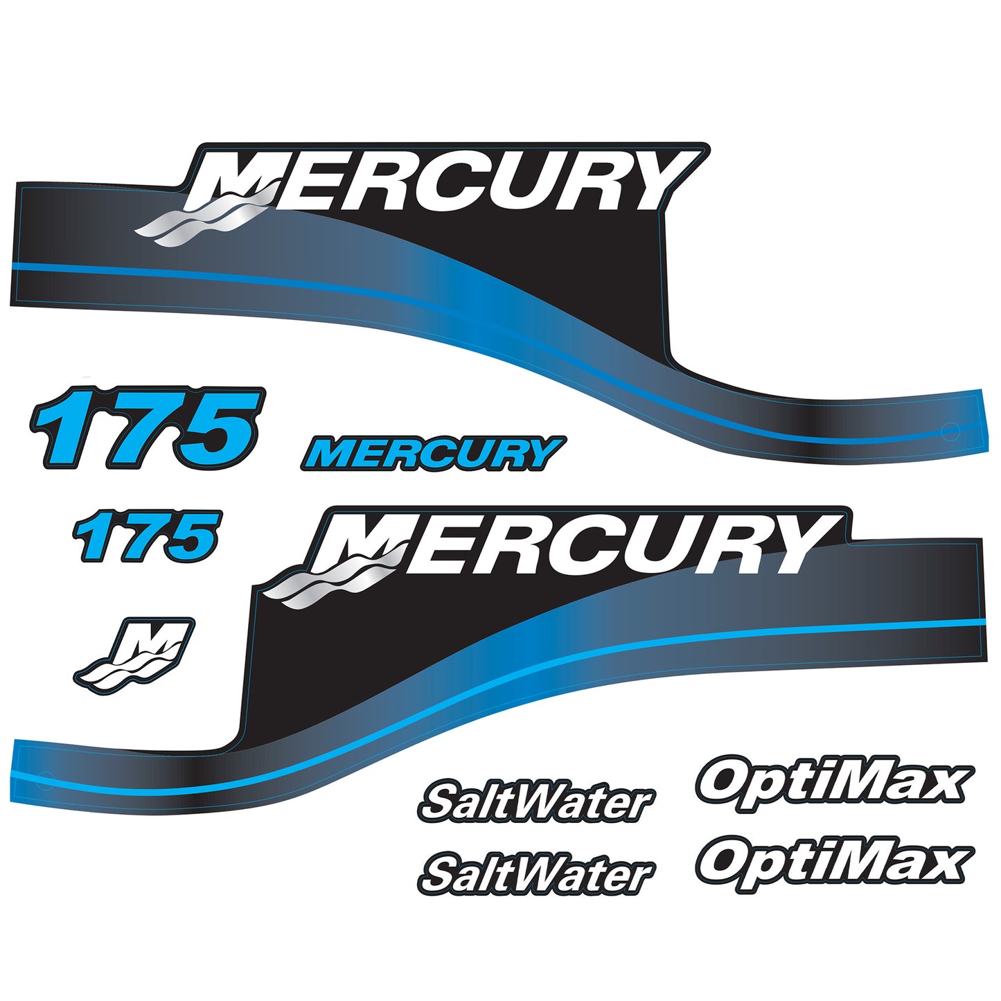 Mercury 2-Stroke 175hp SaltWater Optimax Outboard Cowling Cover Sticker Blue Replacement - Image 1 - XRmarine
