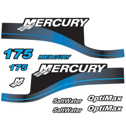 Mercury 2-Stroke 175hp SaltWater Optimax Outboard Cowling Cover Sticker Blue Replacement - Image 1 - XRmarine