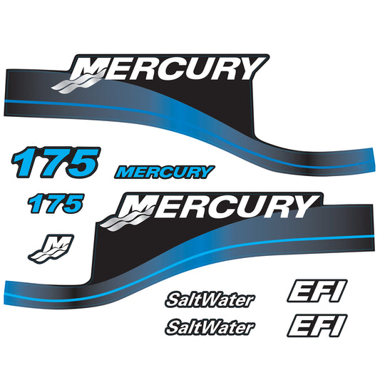 Mercury 2-Stroke 175hp SaltWater Optimax Outboard Cowling Cover Sticker Blue Replacement - Image 2 - XRmarine
