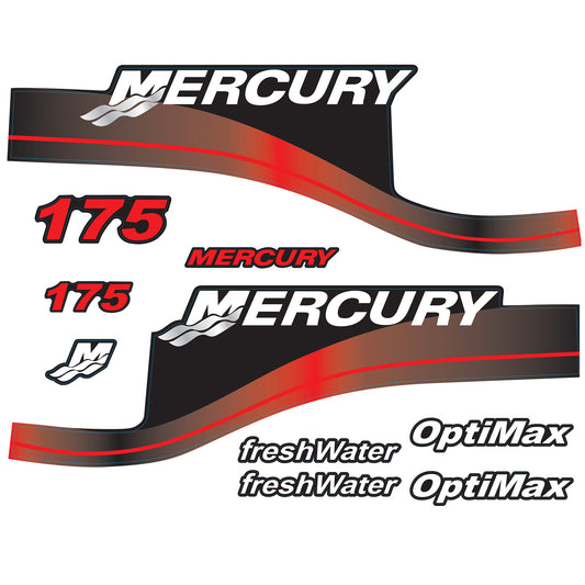 Mercury 2-Stroke 175hp freshWater Optimax Outboard Cowling Cover Sticker Red Replacement - Image 2 - XRmarine